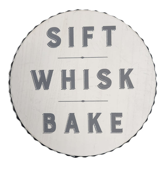 Wall Art, Sift Whisk Bake Pie Tin. 12 in Round