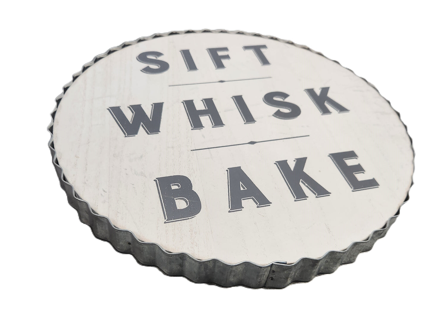 Wall Art, Sift Whisk Bake Pie Tin. 12 in Round