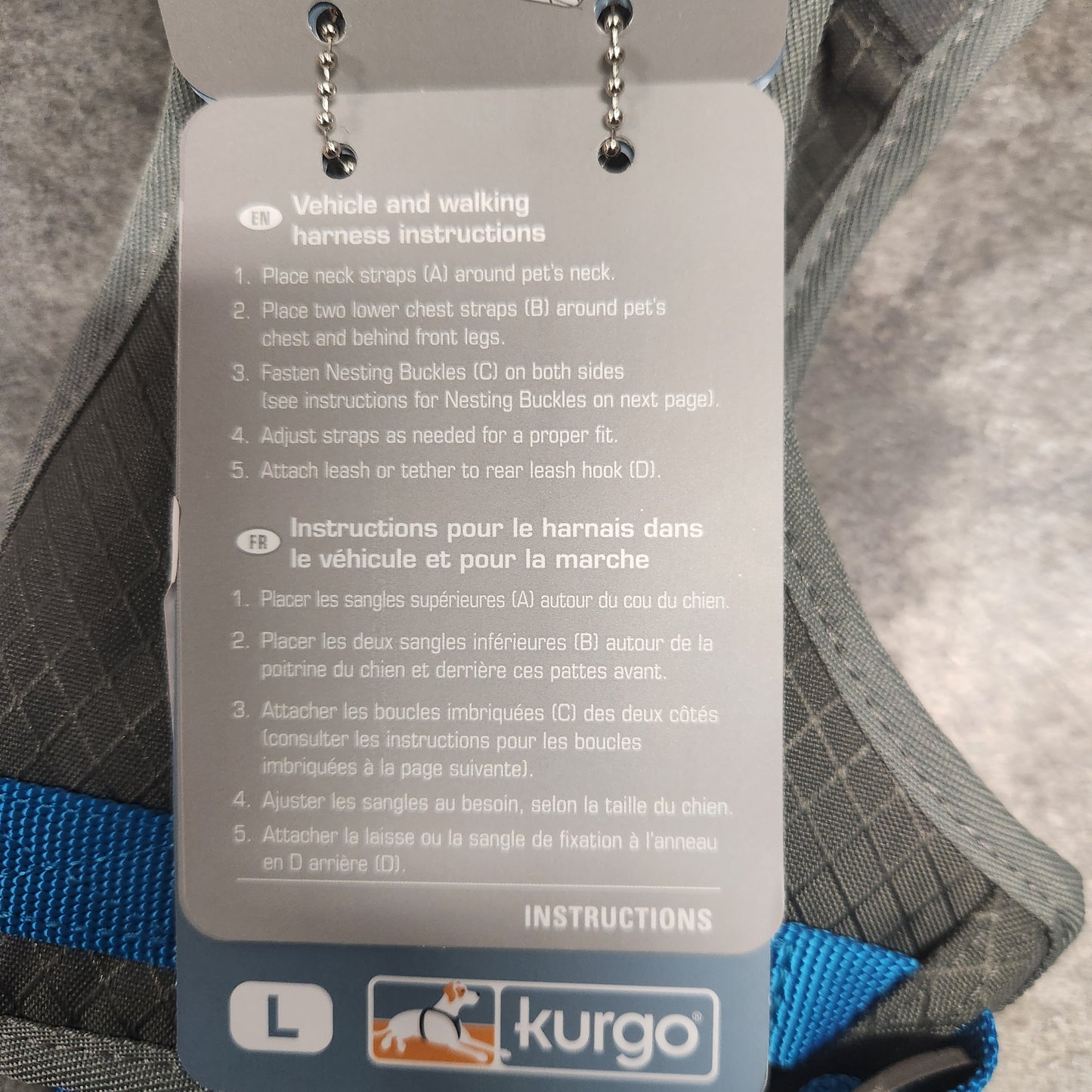 Kurgo Grey/Blue Journey Air Harness for Dogs, Large