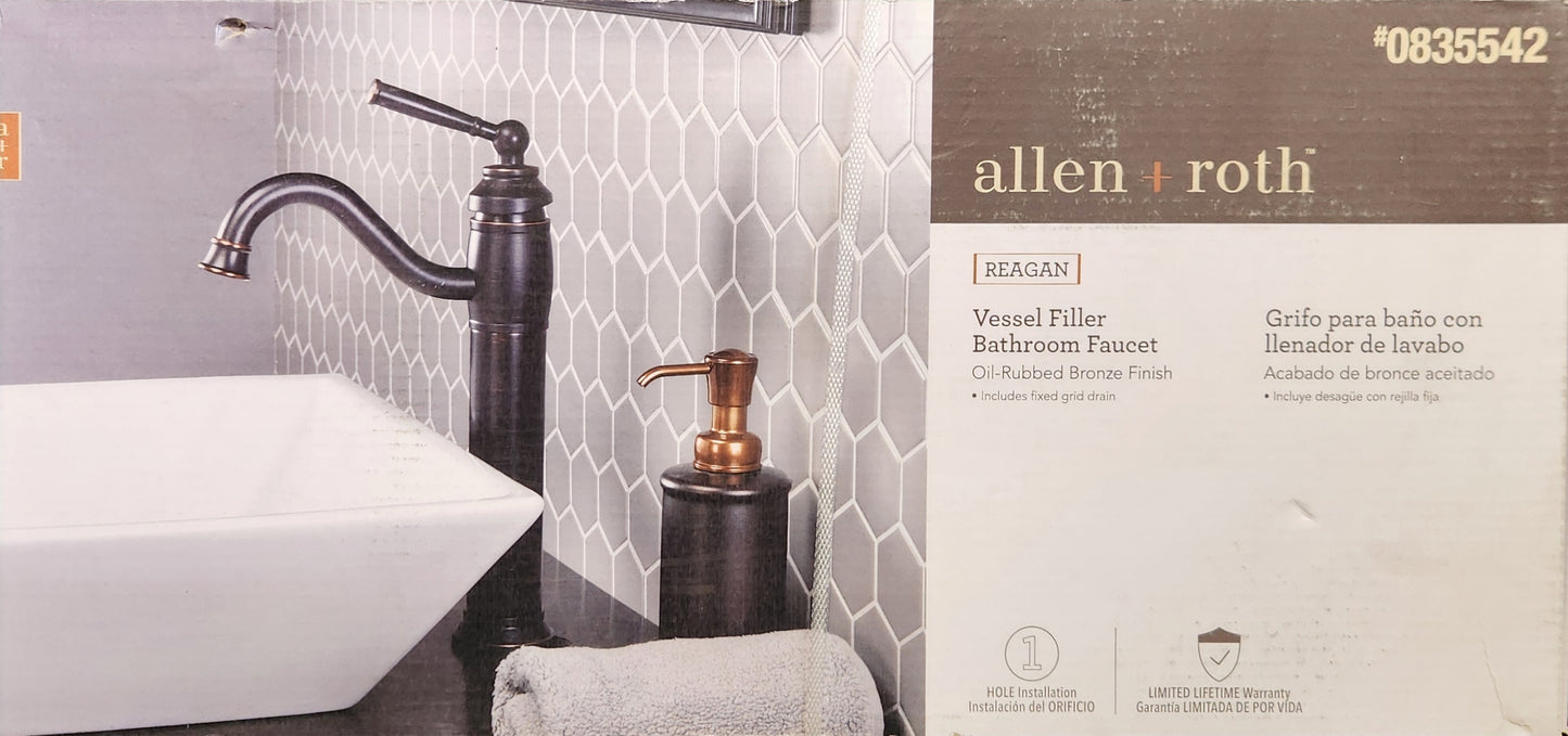 allen + roth Reagan Oil Rubbed Bronze Vessel 1-Handle WaterSense Handle Bathroom Sink Faucet with Drain