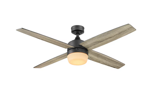 Harbor Breeze Boltz II 52-in Matte Black Color-changing Indoor Ceiling Fan with Light and Remote (4-Blade)