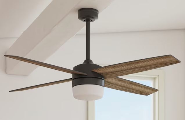 Harbor Breeze Boltz II 52-in Matte Black Color-changing Indoor Ceiling Fan with Light and Remote (4-Blade)