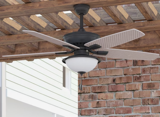 Harbor Breeze Shadwell 52-in Matte Black Indoor/Outdoor Ceiling Fan with Light (5-Blade)