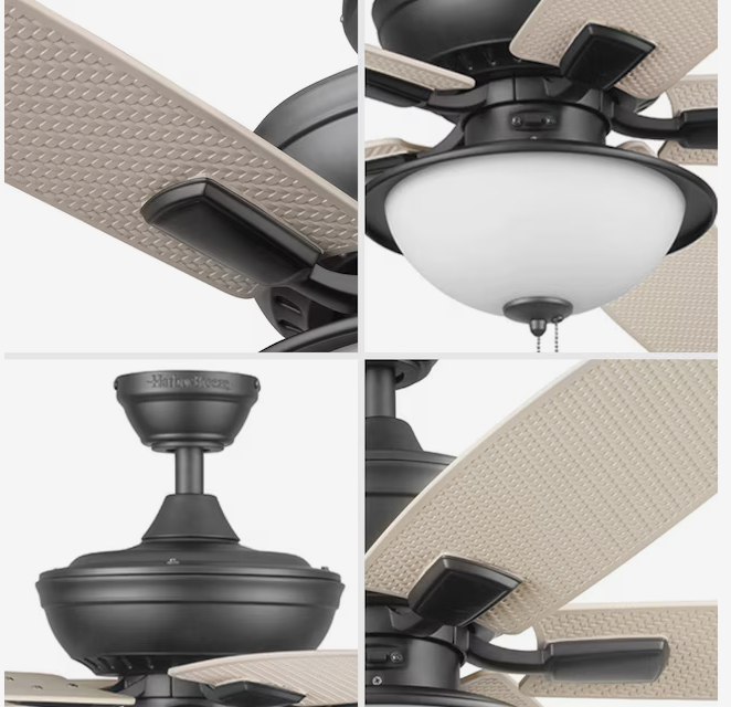 Harbor Breeze Shadwell 52-in Matte Black Indoor/Outdoor Ceiling Fan with Light (5-Blade)