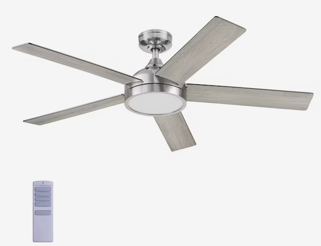 Harbor Breeze Camden 52-in Brushed Nickel Indoor Ceiling Fan with Light and Remote (5-Blade)