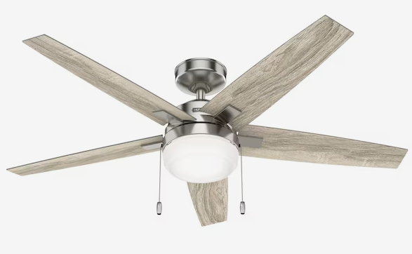 Hunter Khamsin 52-in Brushed Nickel Indoor Ceiling Fan with Light (5-Blade)