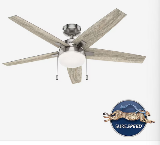 Hunter Khamsin 52-in Brushed Nickel Indoor Ceiling Fan with Light (5-Blade)